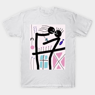 Kids in Close Conversation Stick Figure T-Shirt